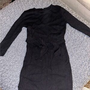 Long Sleeve Tie Waist Sweater Dress